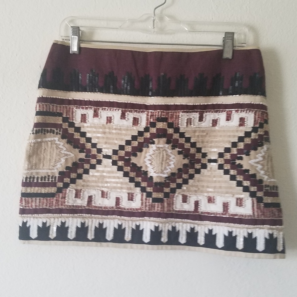 Zara Large aztec print sequined mini skirt